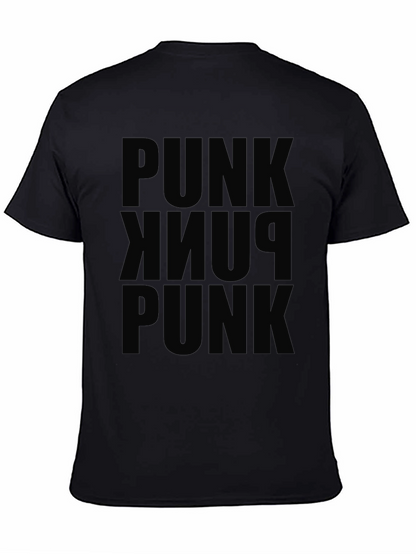 PUNK Repeated Graphic Black T-Shirt