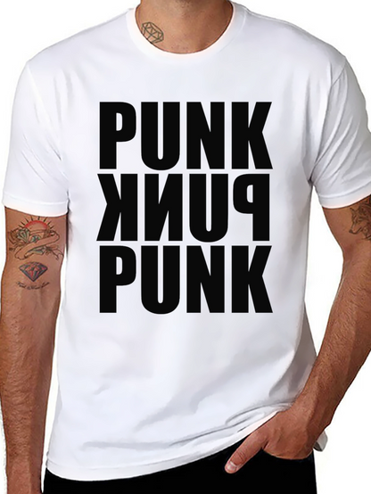 PUNK Repeated Graphic Black T-Shirt