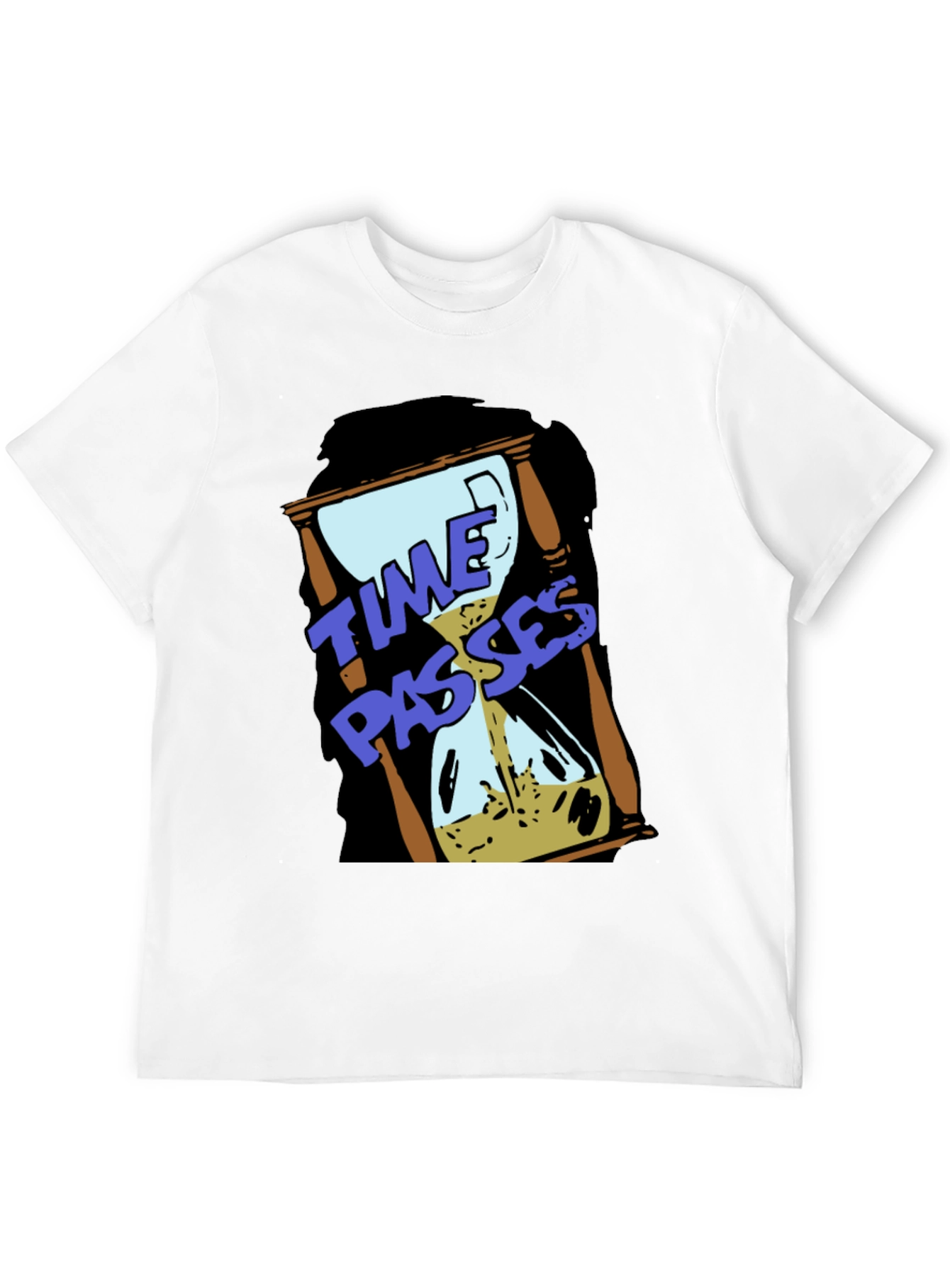 Time Passes Hourglass Graphic Black T-Shirt
