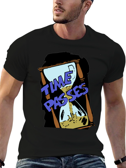Time Passes Hourglass Graphic Black T-Shirt