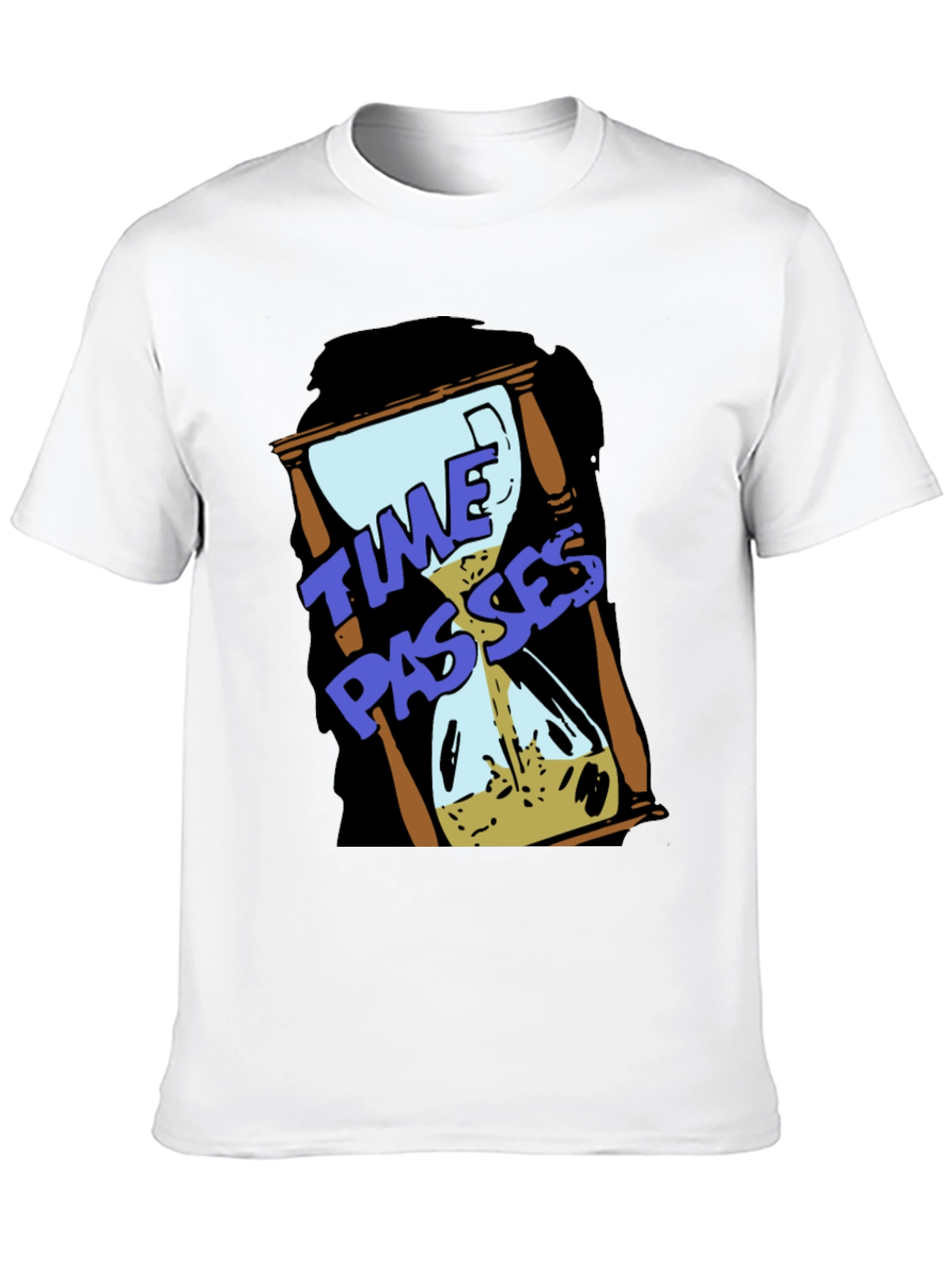 Time Passes Hourglass Graphic Black T-Shirt