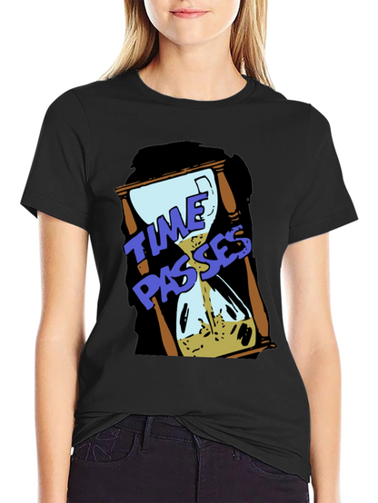 Time Passes Hourglass Graphic Black T-Shirt