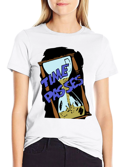 Time Passes Hourglass Graphic Black T-Shirt