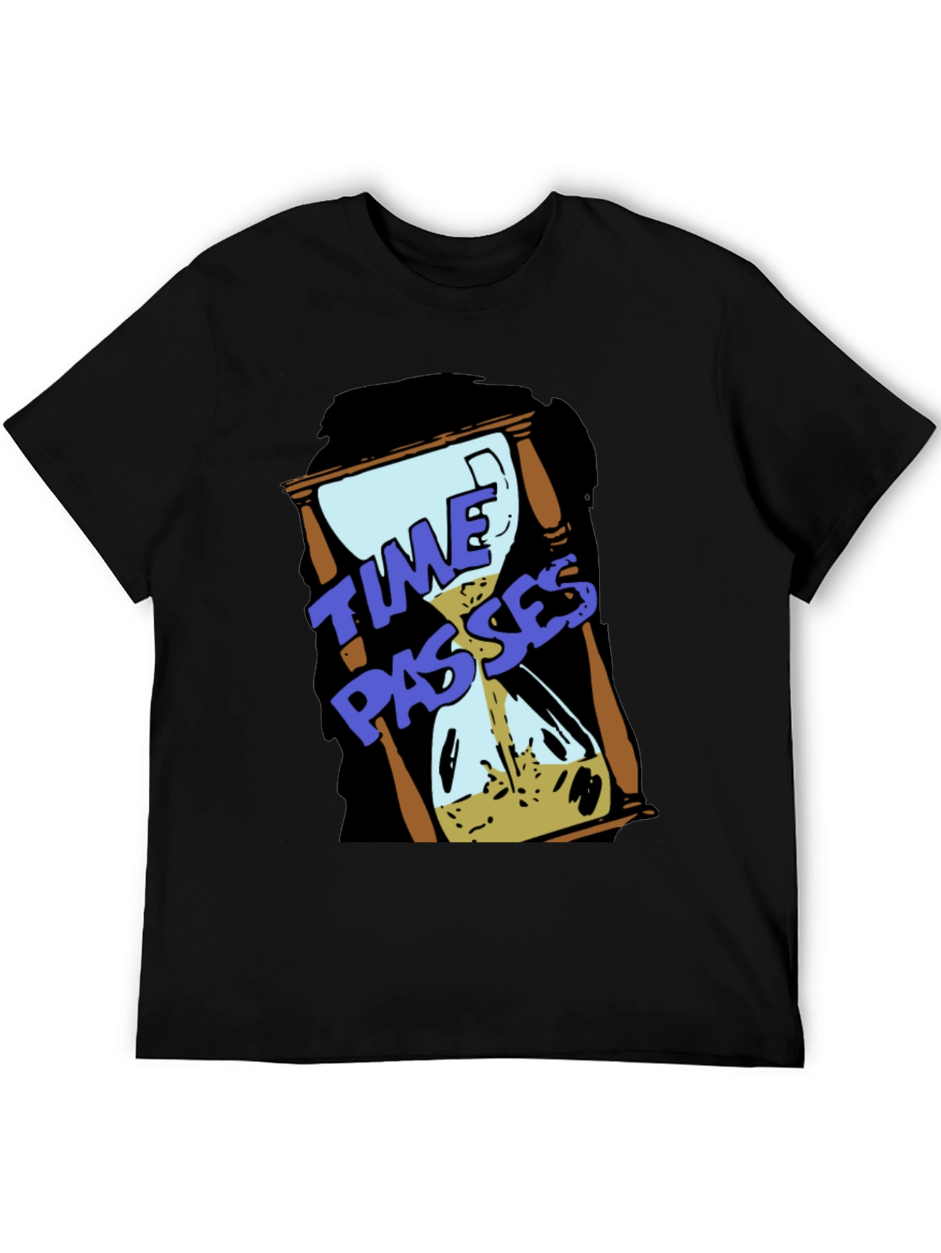 Time Passes Hourglass Graphic Black T-Shirt