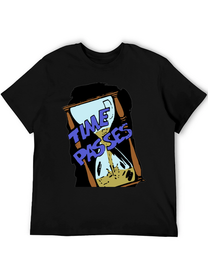 Time Passes Hourglass Graphic Black T-Shirt
