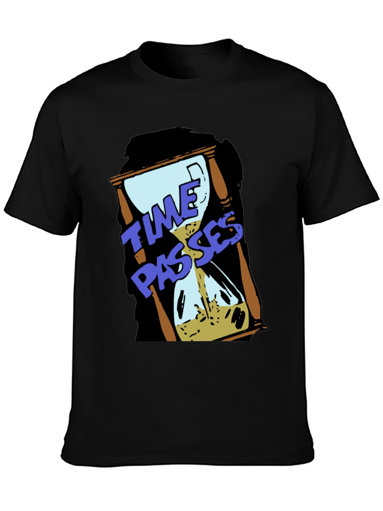 Time Passes Hourglass Graphic Black T-Shirt