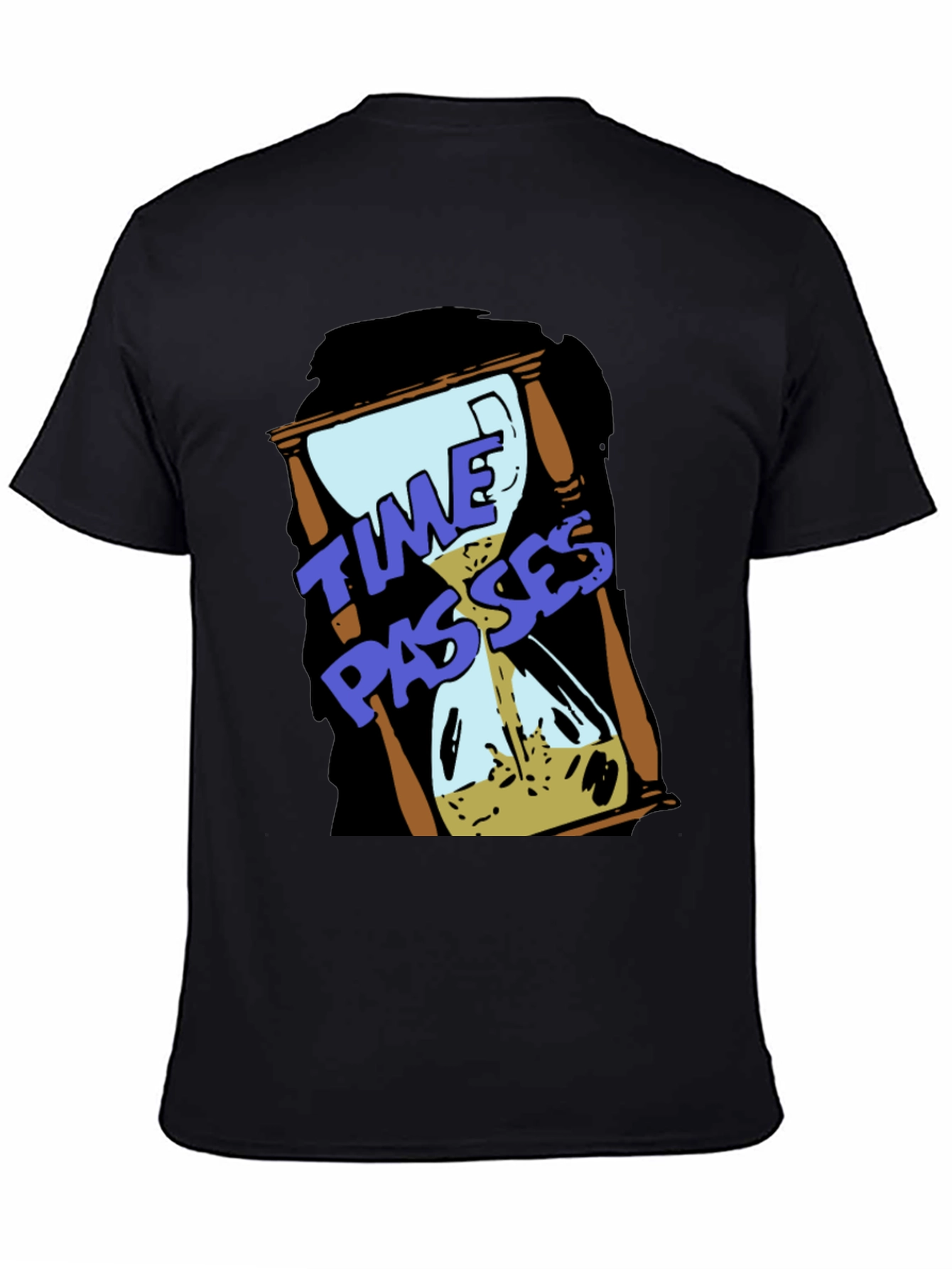 Time Passes Hourglass Graphic Black T-Shirt