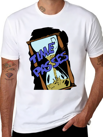 Time Passes Hourglass Graphic Black T-Shirt