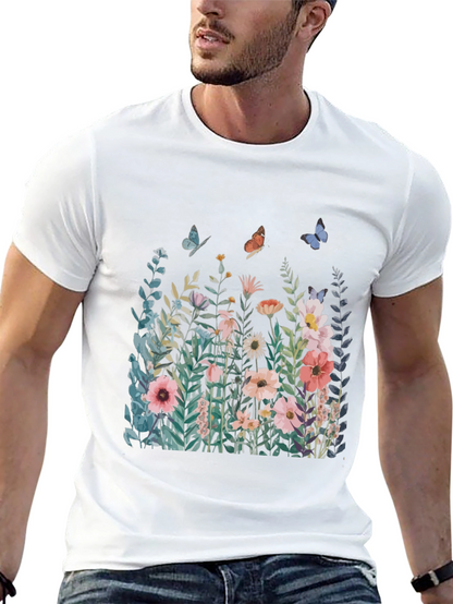 Floral Butterfly Graphic T-Shirt - Nature Inspired Tee