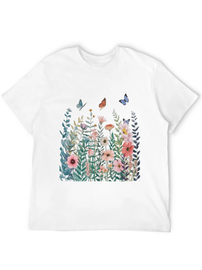 Floral Butterfly Graphic T-Shirt - Nature Inspired Tee