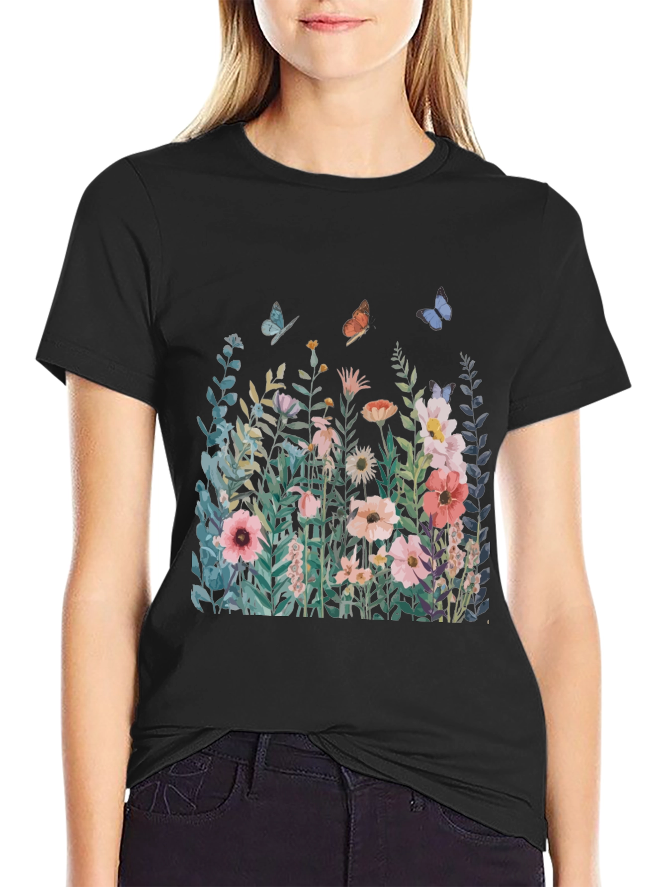 Floral Butterfly Graphic T-Shirt - Nature Inspired Tee