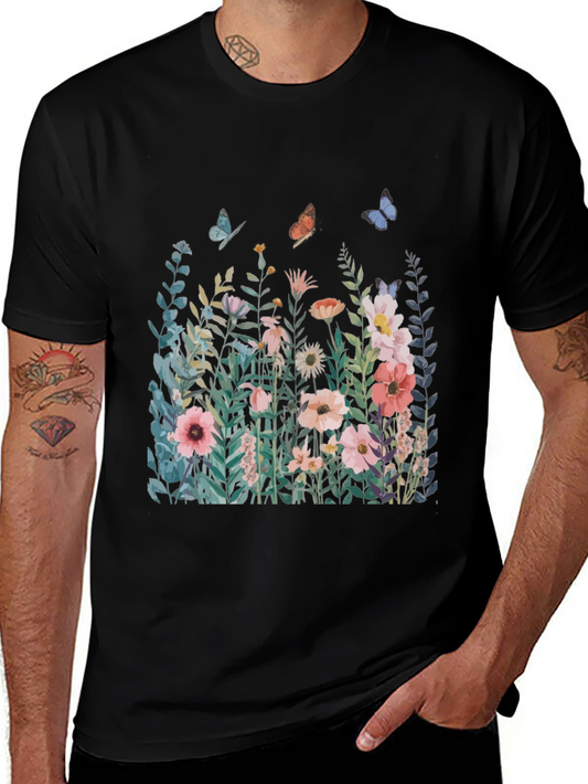 Floral Butterfly Graphic T-Shirt - Nature Inspired Tee