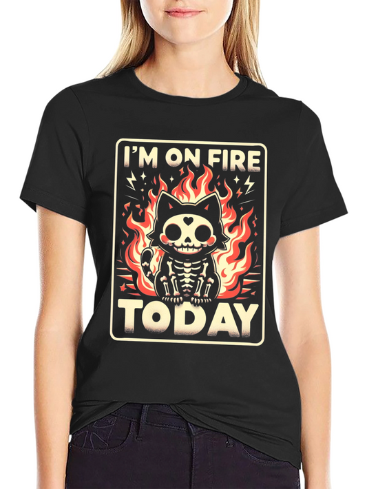 Im On Fire Today T-Shirt - Skeleton Cat Tee