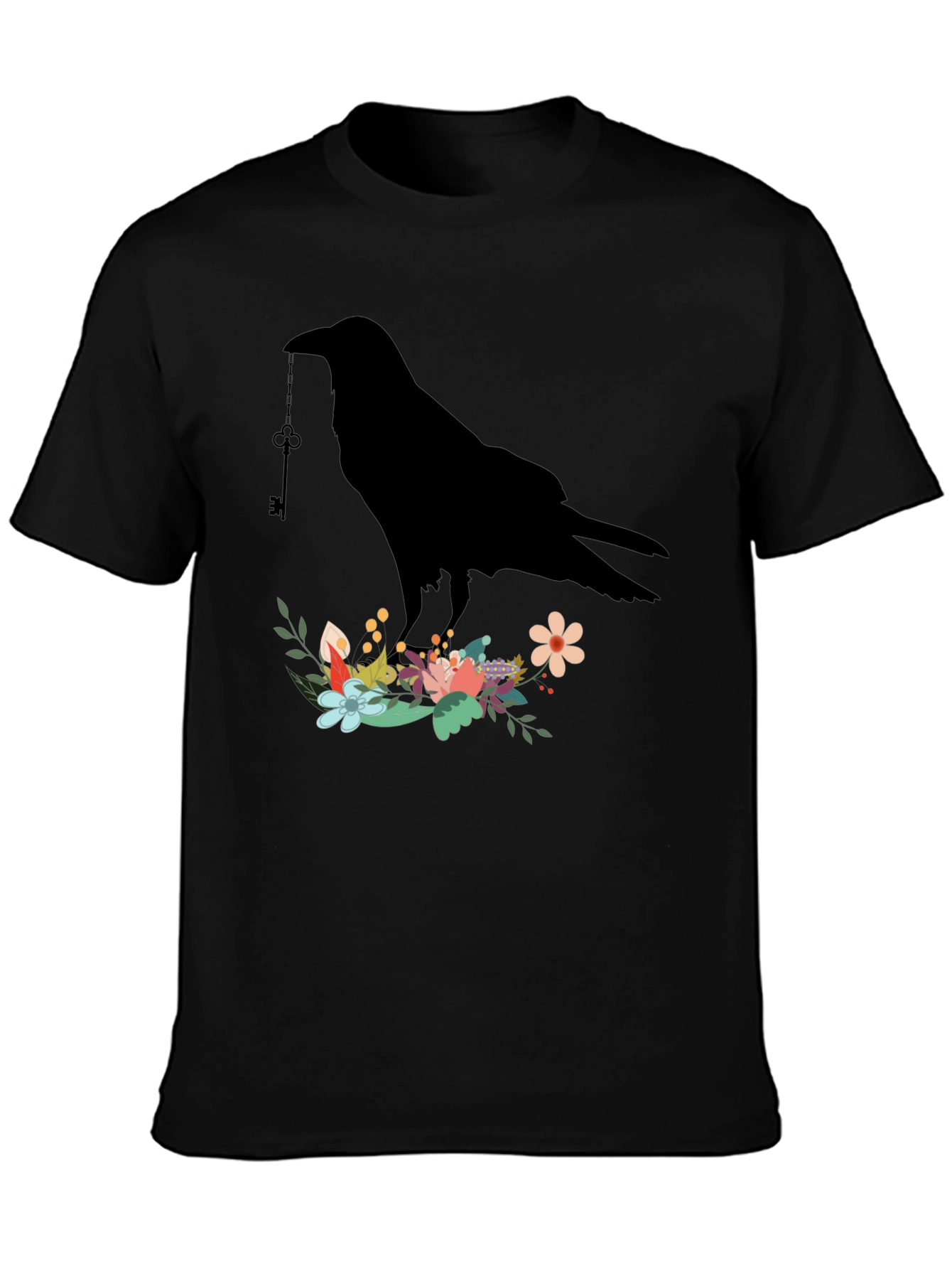 Raven Key Floral T-Shirt - Gothic Style Tee