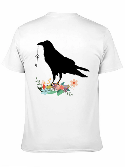 Raven Key Floral T-Shirt - Gothic Style Tee