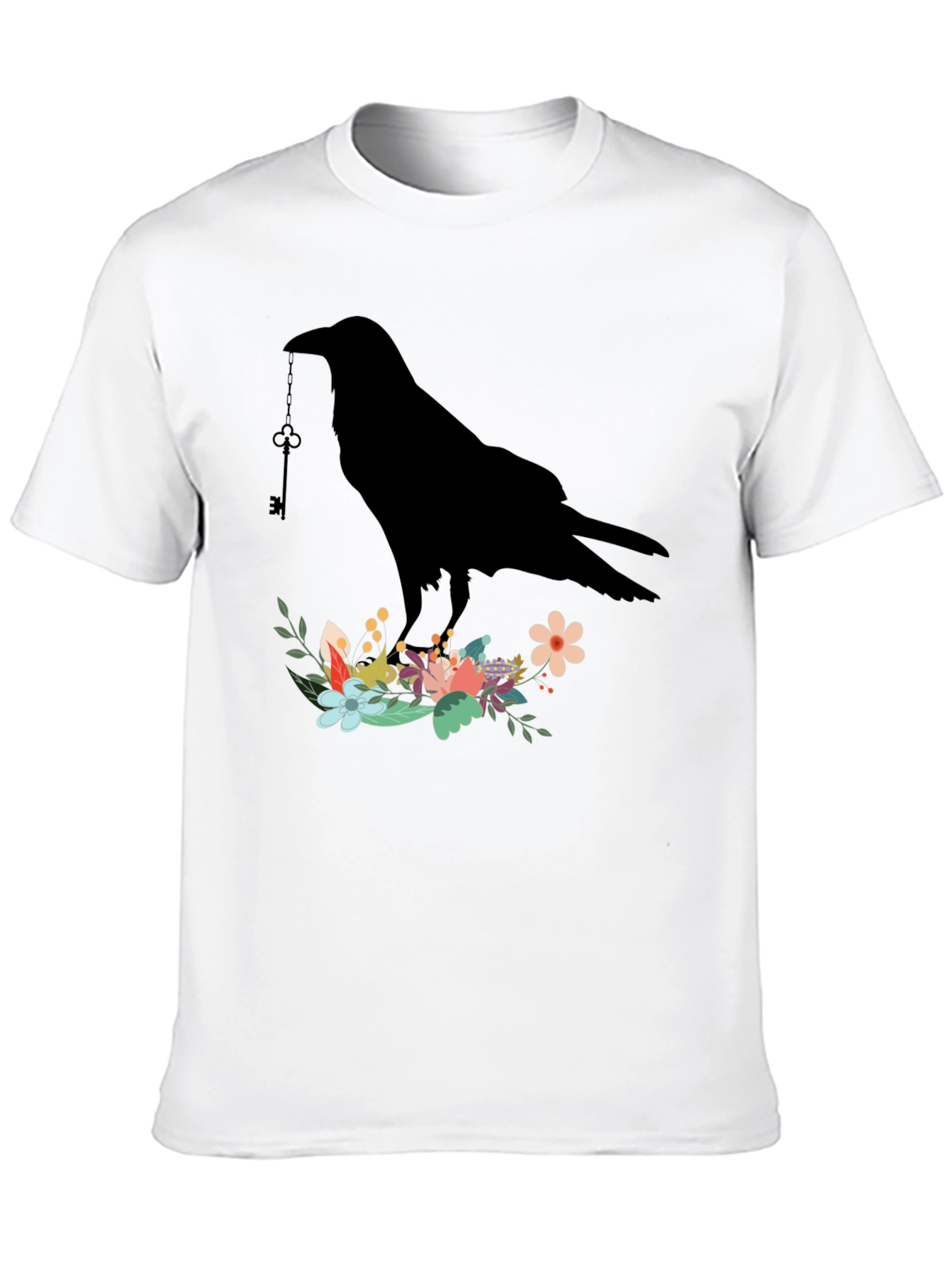 Raven Key Floral T-Shirt - Gothic Style Tee