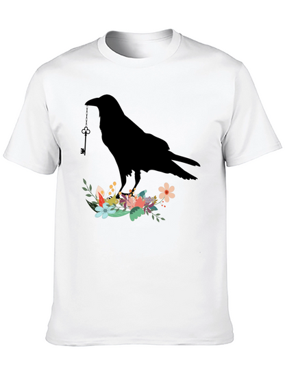 Raven Key Floral T-Shirt - Gothic Style Tee