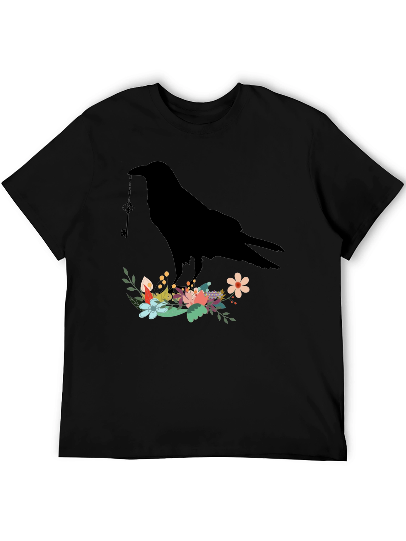 Raven Key Floral T-Shirt - Gothic Style Tee