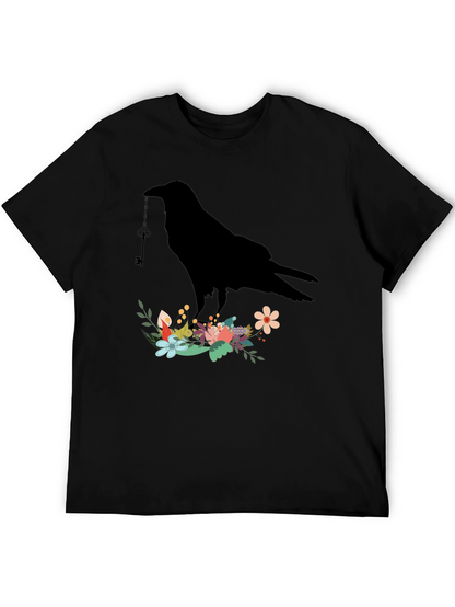 Raven Key Floral T-Shirt - Gothic Style Tee