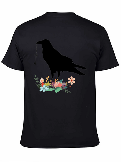 Raven Key Floral T-Shirt - Gothic Style Tee
