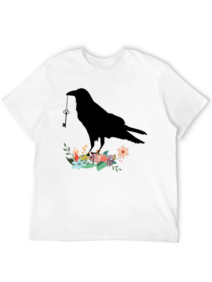 Raven Key Floral T-Shirt - Gothic Style Tee