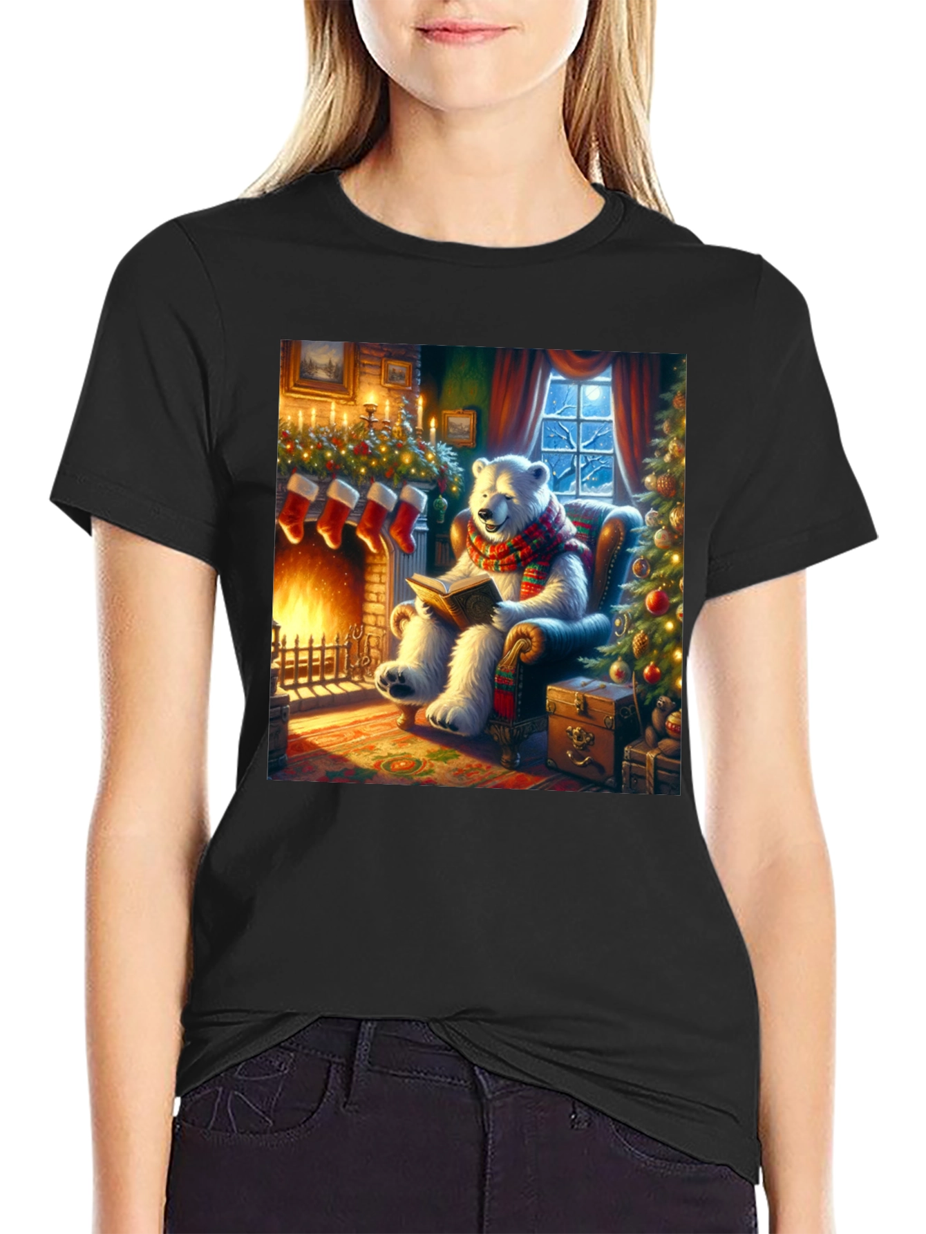 Festive Bear Reading T-Shirt