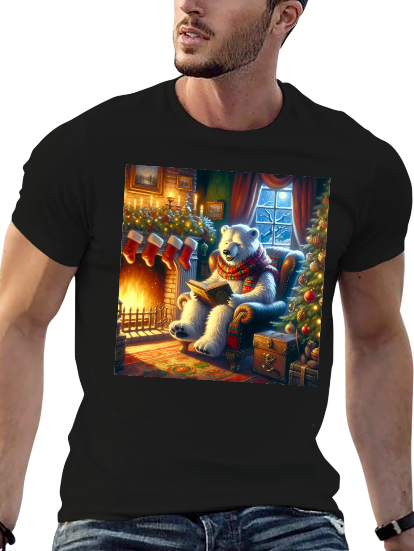 Festive Bear Reading T-Shirt