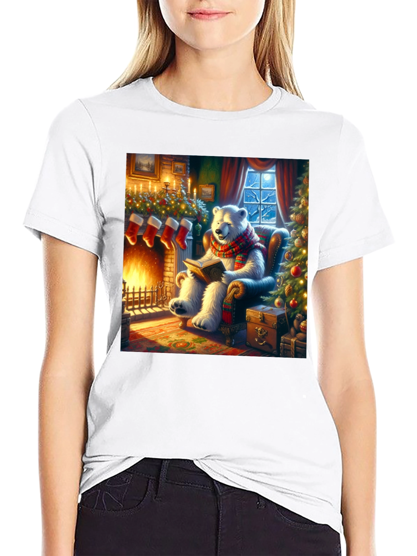 Festive Bear Reading T-Shirt