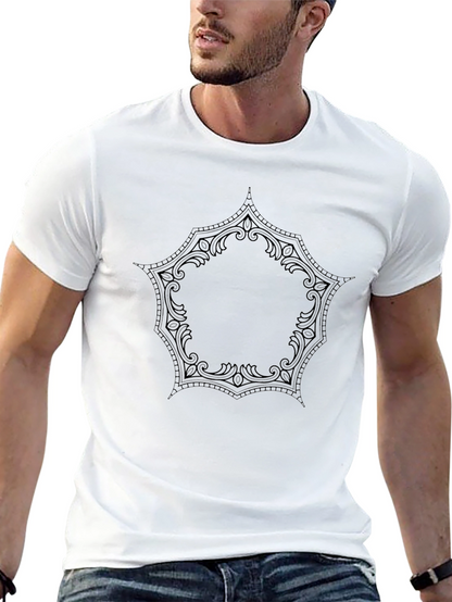 Mens Black T-Shirt with Ornamental Design