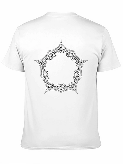 Mens Black T-Shirt with Ornamental Design