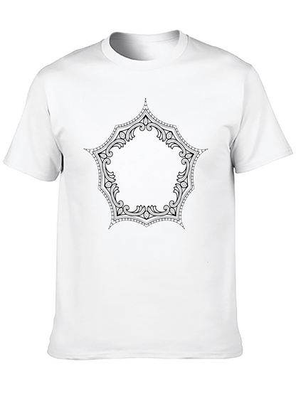 Mens Black T-Shirt with Ornamental Design