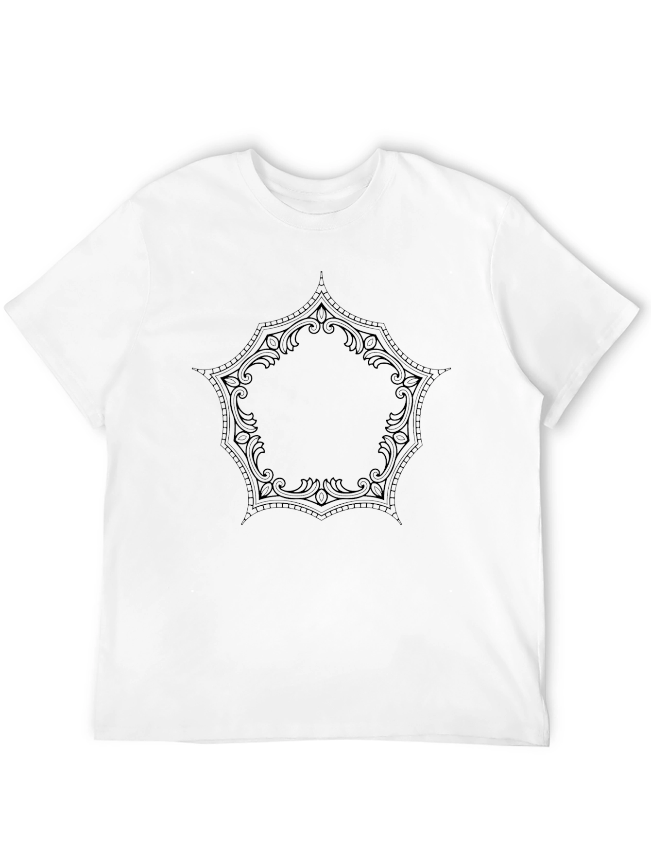Mens Black T-Shirt with Ornamental Design