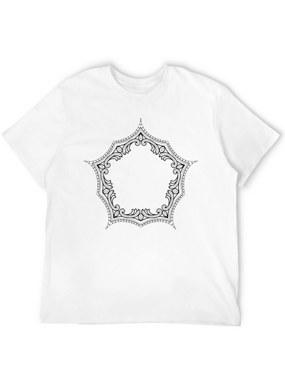 Mens Black T-Shirt with Ornamental Design