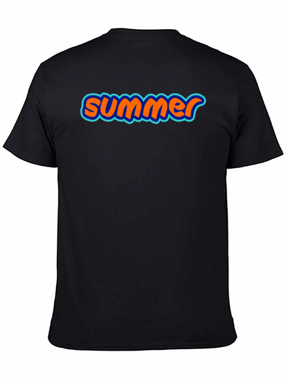 Summer Graphic Tee - Soft Black Cotton T-Shirt