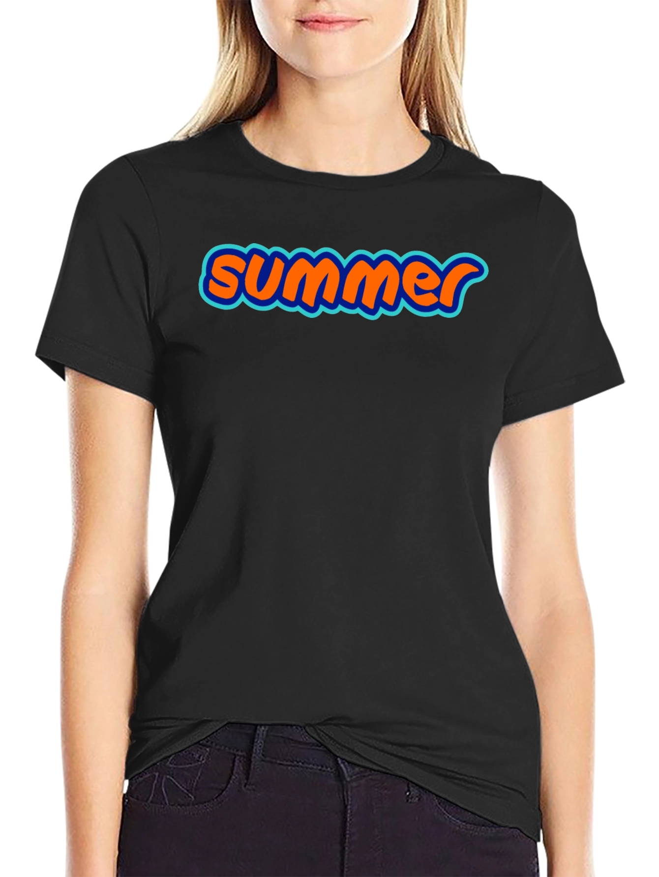 Summer Graphic Tee - Soft Black Cotton T-Shirt