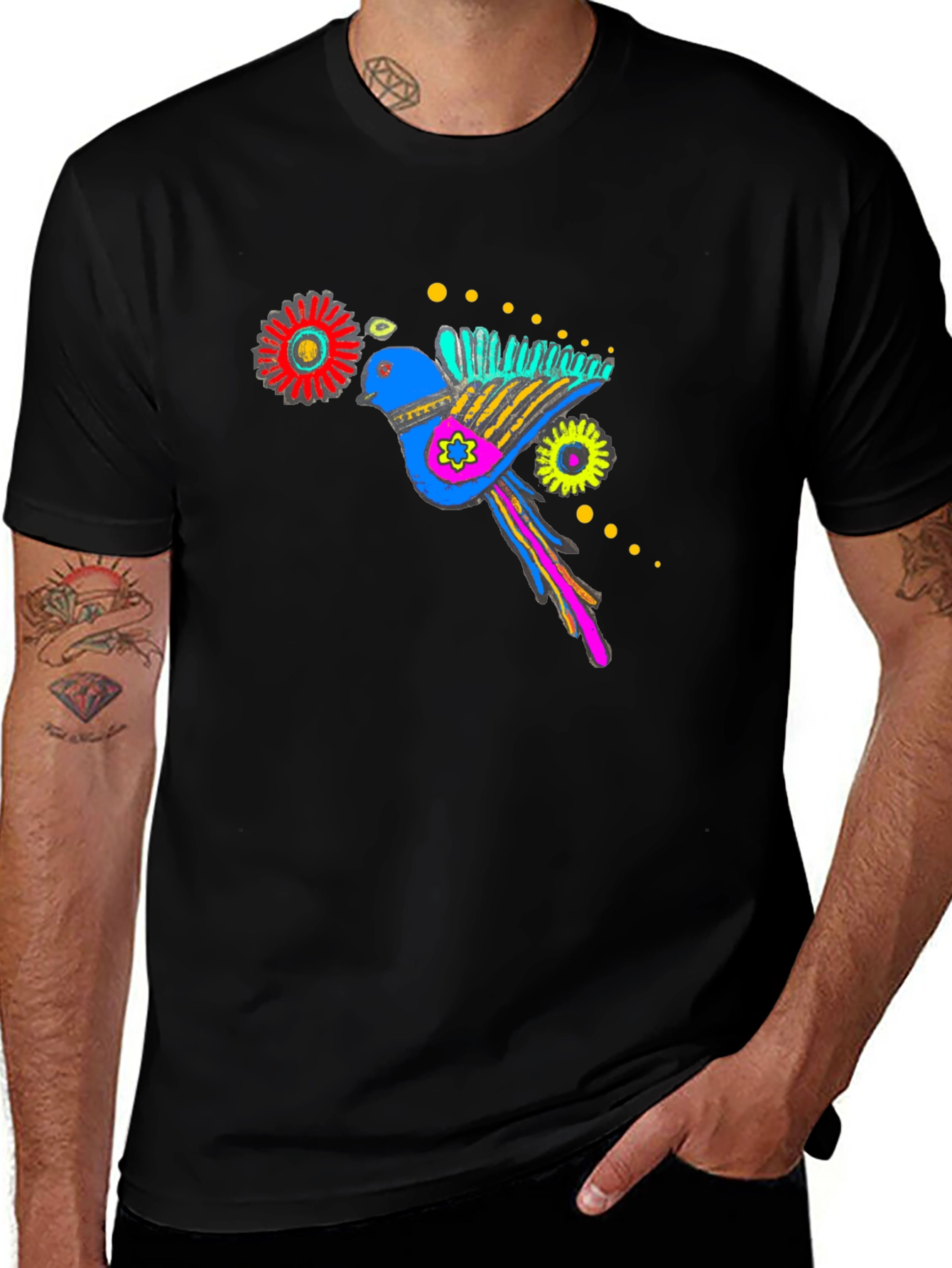 Bird Graphic Black T-Shirt