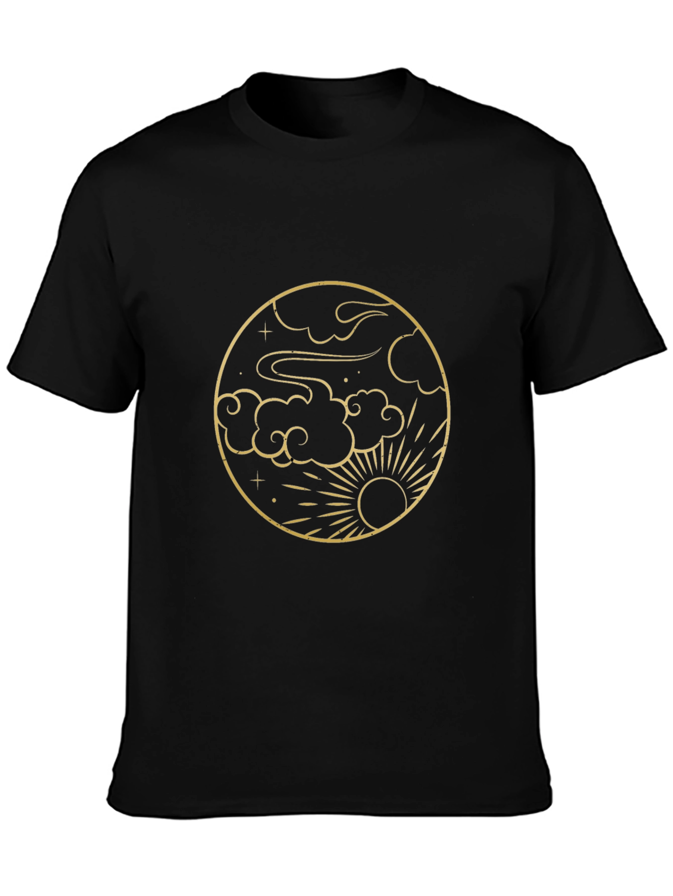 Celestial Circle Tee - Sun Clouds Graphic Print