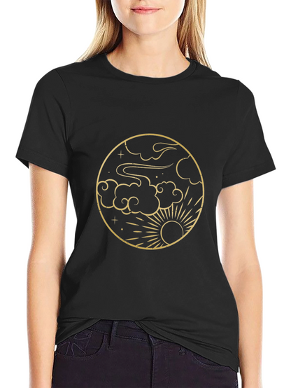 Celestial Circle Tee - Sun Clouds Graphic Print