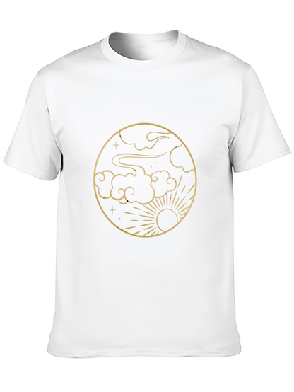 Celestial Circle Tee - Sun Clouds Graphic Print