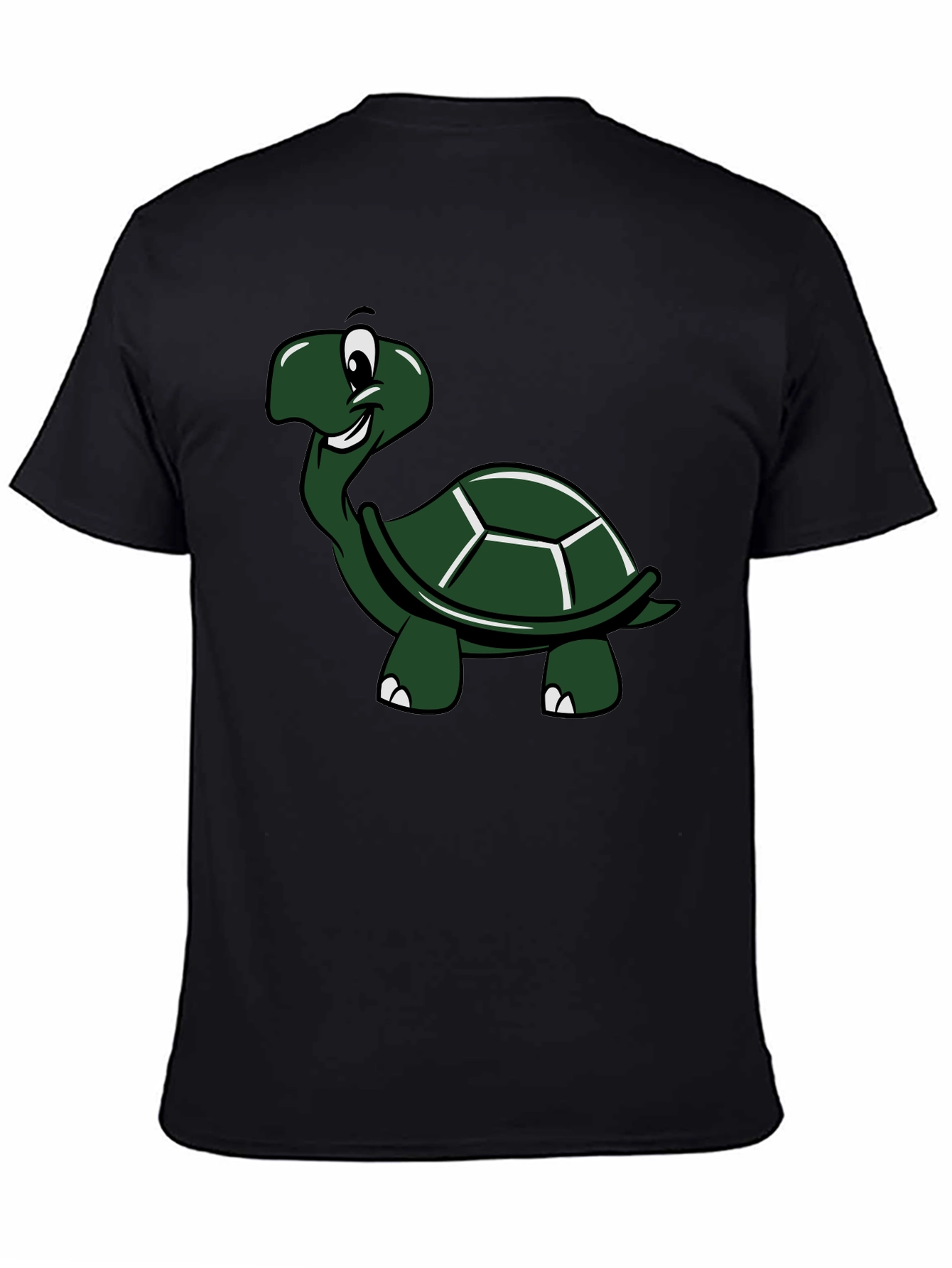 Cartoon Turtle Graphic T-Shirt - Black Cotton Tee
