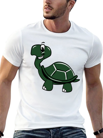 Cartoon Turtle Graphic T-Shirt - Black Cotton Tee