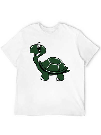 Cartoon Turtle Graphic T-Shirt - Black Cotton Tee