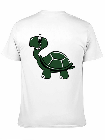 Cartoon Turtle Graphic T-Shirt - Black Cotton Tee
