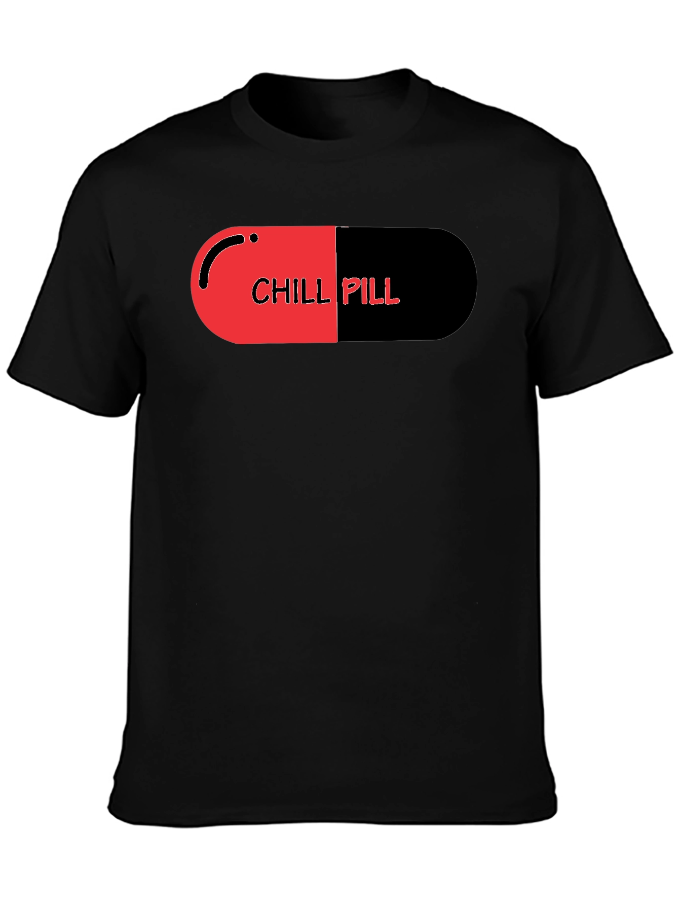 Chill Pill Graphic Print Black T-Shirt