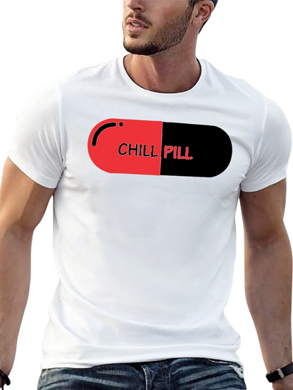 Chill Pill Graphic Print Black T-Shirt