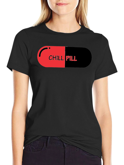 Chill Pill Graphic Print Black T-Shirt