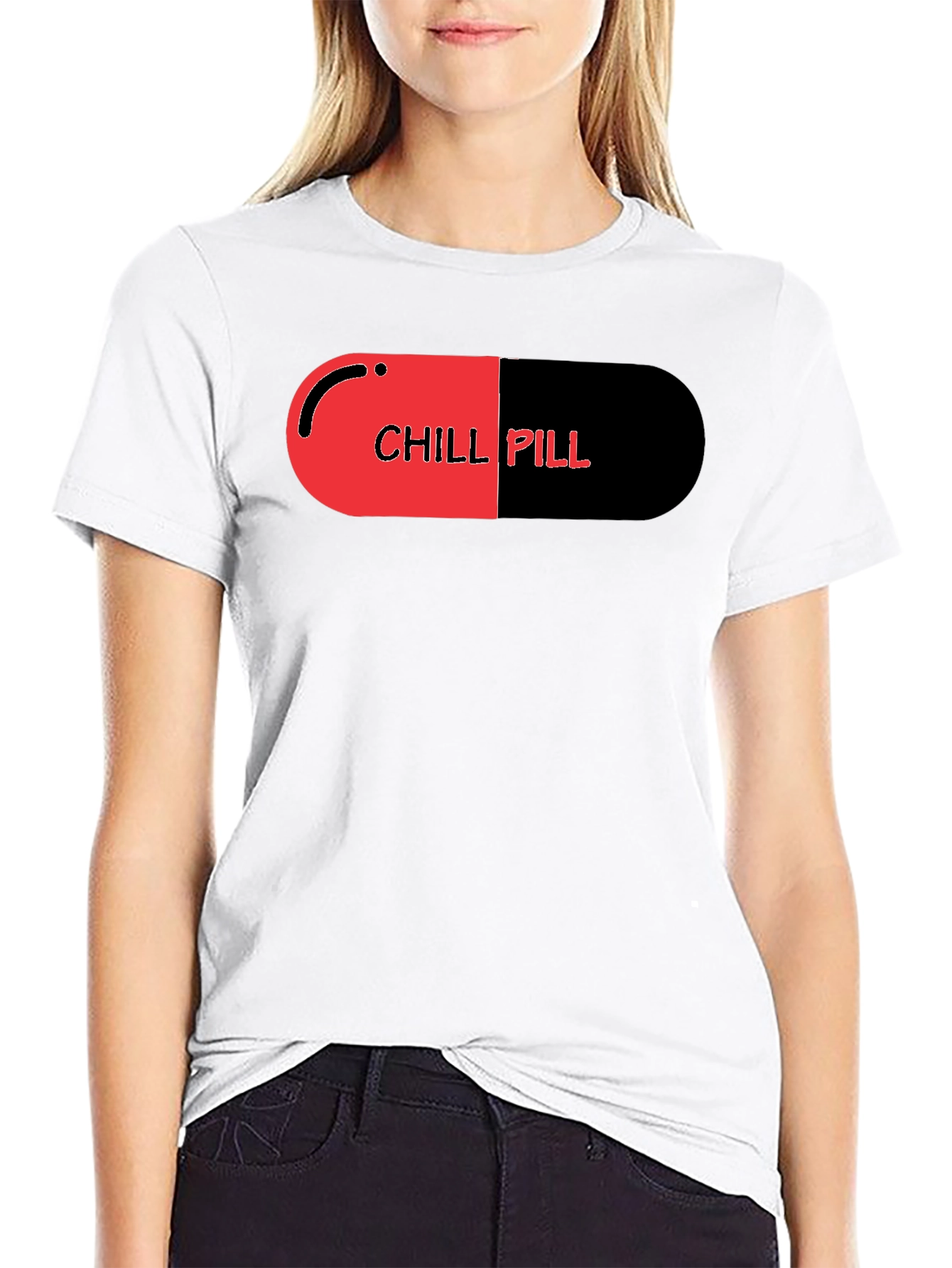 Chill Pill Graphic Print Black T-Shirt