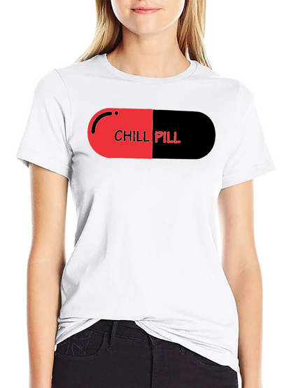Chill Pill Graphic Print Black T-Shirt