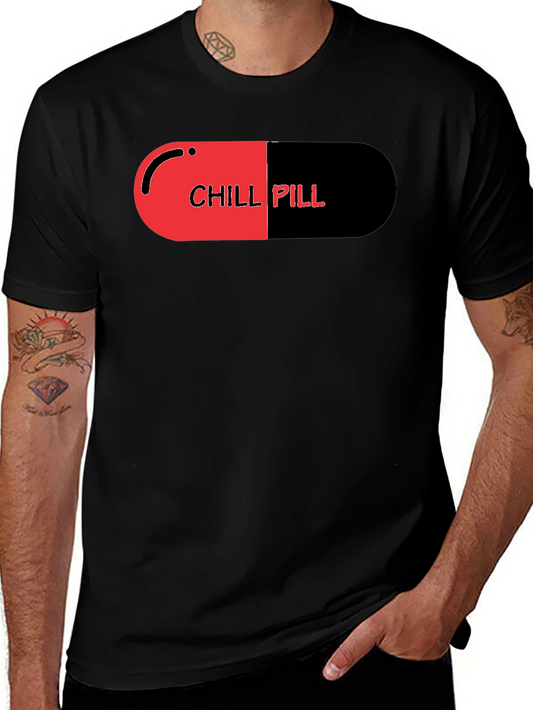 Chill Pill Graphic Print Black T-Shirt