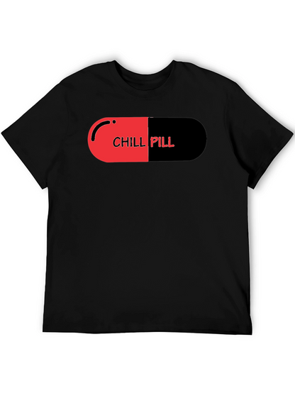 Chill Pill Graphic Print Black T-Shirt